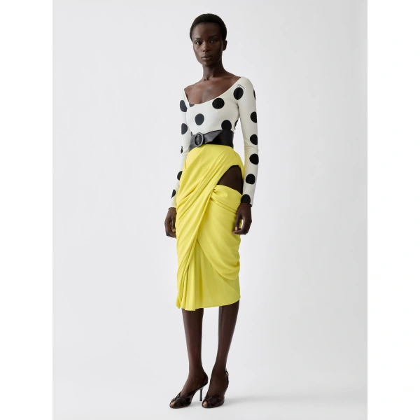 Jacquemus The Minuit Polka Dot Dress in Yellow Polka Dot White and Black | Dresses | Coveti