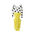 Jacquemus The Minuit Polka Dot Dress in Yellow Polka Dot White and Black | Dresses | Coveti