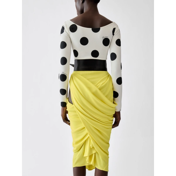 Jacquemus The Minuit Polka Dot Dress in Yellow Polka Dot White and Black | Dresses | Coveti
