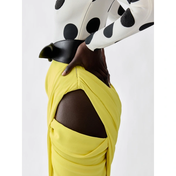 Jacquemus The Minuit Polka Dot Dress in Yellow Polka Dot White and Black | Dresses | Coveti