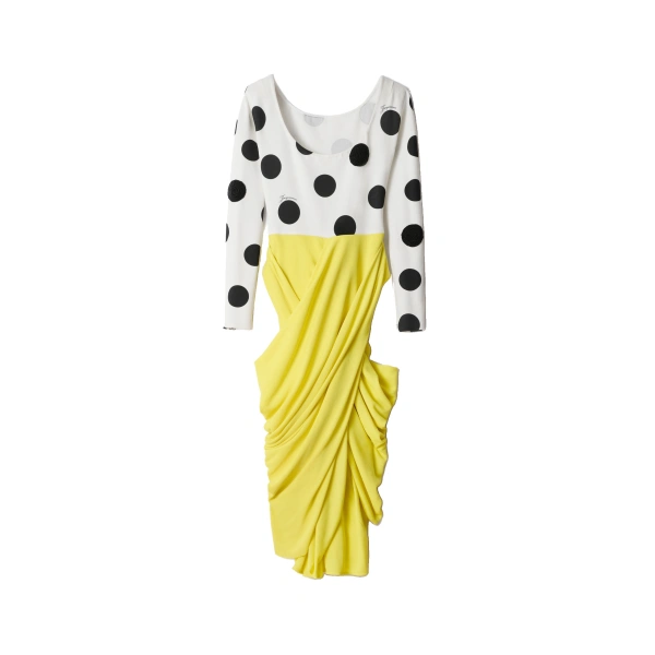 The Minuit Polka Dot Dress in Yellow Polka Dot White and Black