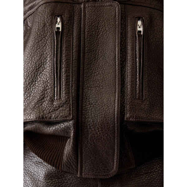 Jacquemus The Motore Jacket in Dark Brown | Leather Jackets | Coveti
