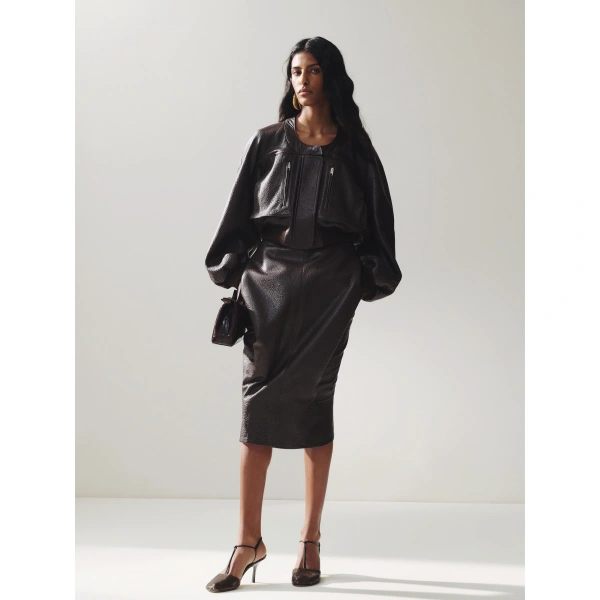 Jacquemus The Motore Jacket in Dark Brown | Leather Jackets | Coveti