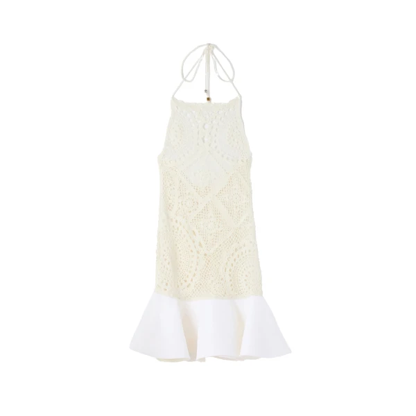 The Napperon Short Dress in Off-White