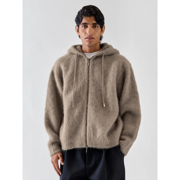 Jacquemus The Nuvola Zipped Cardigan in Light Taupe | Cardigan | Coveti