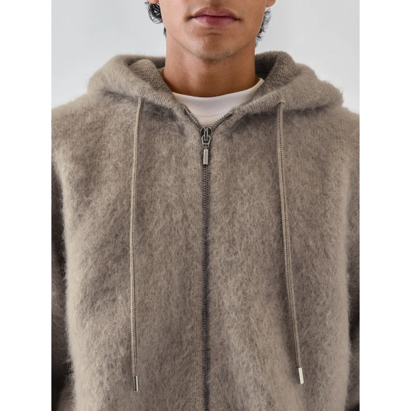 Jacquemus The Nuvola Zipped Cardigan in Light Taupe | Cardigan | Coveti