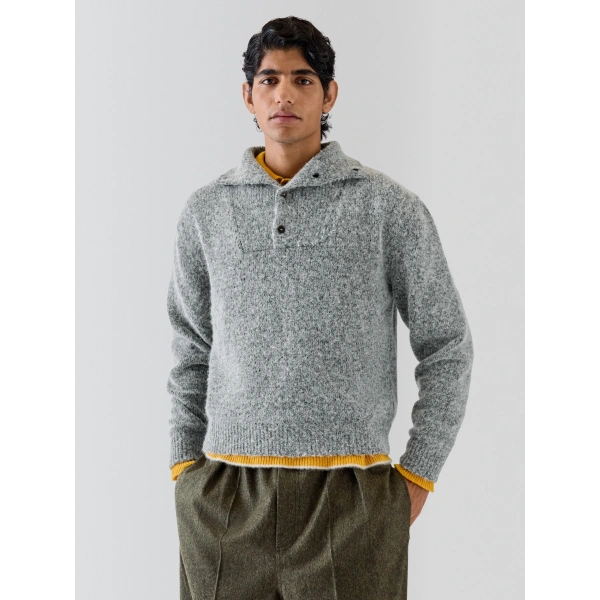 Jacquemus The Pilu Trucker-Collar Sweater in Dark Grey | Sweaters | Coveti