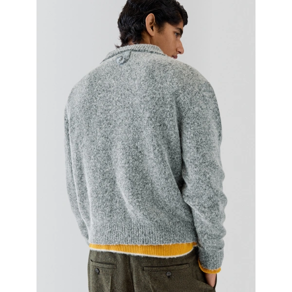 Jacquemus The Pilu Trucker-Collar Sweater in Dark Grey | Sweaters | Coveti