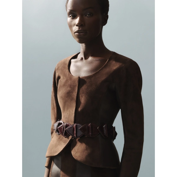 Jacquemus The Poisson Belt in Dark Burgundy | Belts | Coveti