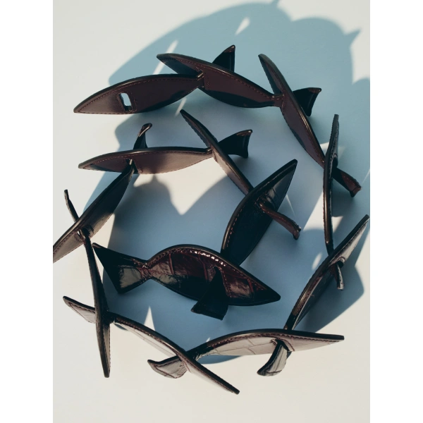 Jacquemus The Poisson Belt in Dark Burgundy | Belts | Coveti
