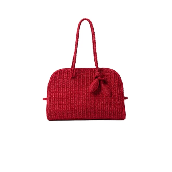 The Raffia Turismo Bag in Red