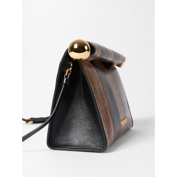 black and beige Jacquemus clutch