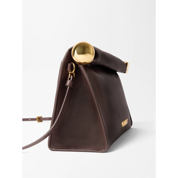 Jacquemus The Rond Carre Bag in Midnight Brown | Clutch Bags | Coveti