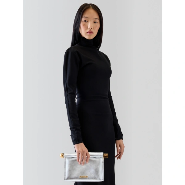 Jacquemus The Rond Carre Bag in Silver | Clutch Bags | Coveti