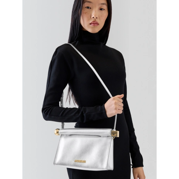 Jacquemus The Rond Carre Bag in Silver | Clutch Bags | Coveti