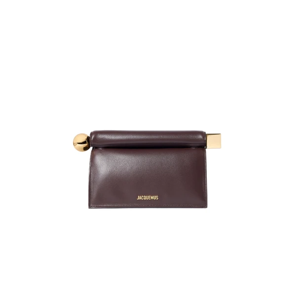 The Rond Carre Clutch in Midnight Brown