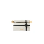 Jacquemus The Rond Carre Clutch in Natural and Black Knot | Clutch Bags | Coveti