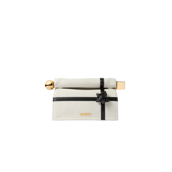 The Rond Carre Clutch in Natural and Black Knot