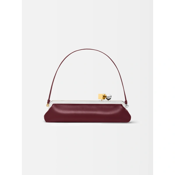 Jacquemus The Salon Clutch in Burgundy | Clutch Bags | Coveti