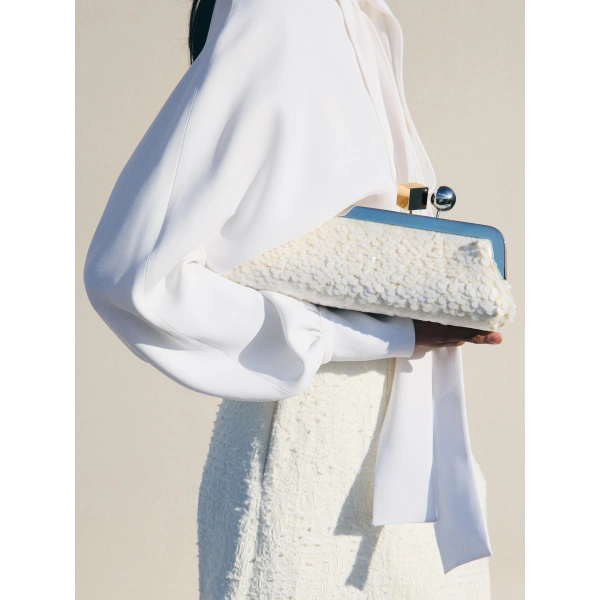 Jacquemus The Salon Clutch in Off-White | Clutch Bags | Coveti