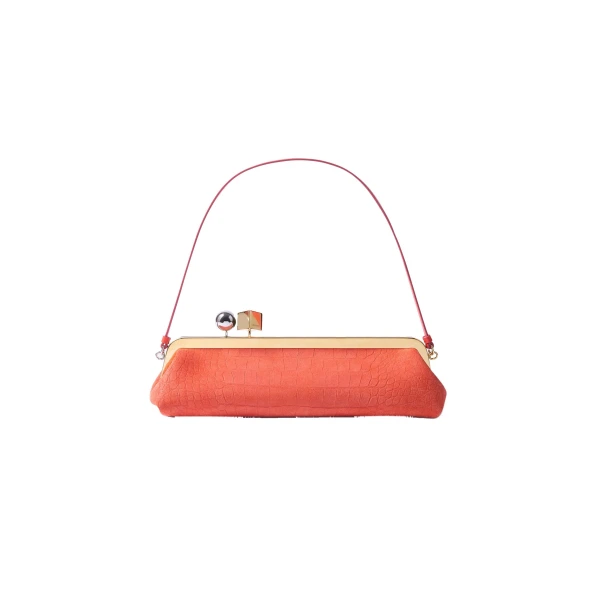 The Salon Clutch in Red Orange