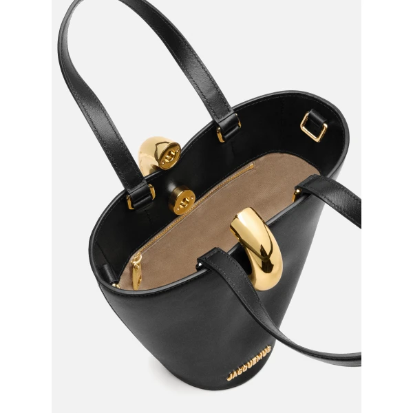 cow leather bucket bag