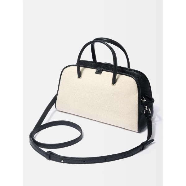 light greige and black Jacquemus tote bag