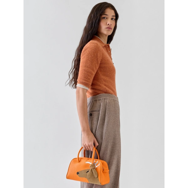 Jacquemus The Small Turismo Bag in Orange and Brown Reindeer | Totes & Top-Handle Bags | Coveti