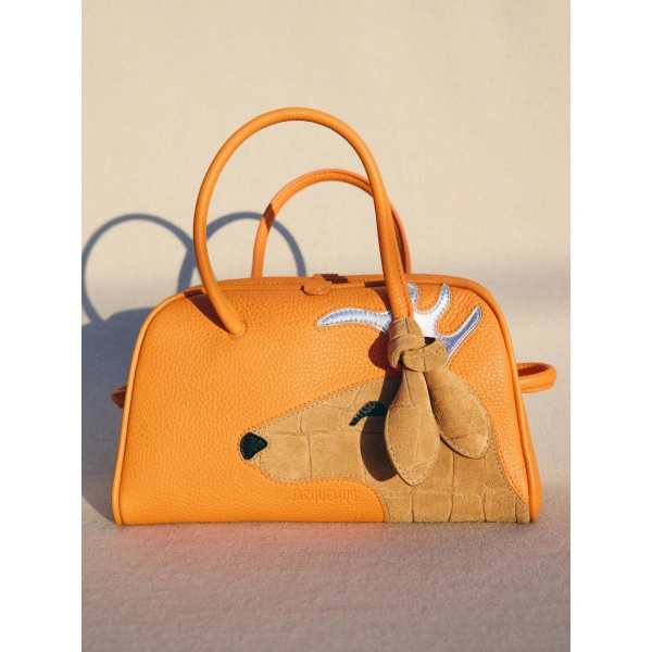 Jacquemus The Small Turismo Bag in Orange and Brown Reindeer | Totes & Top-Handle Bags | Coveti