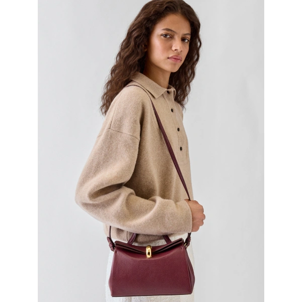 Jacquemus The Small Valerie Bag in Burgundy | Shoulder & Crossbody Bags | Coveti