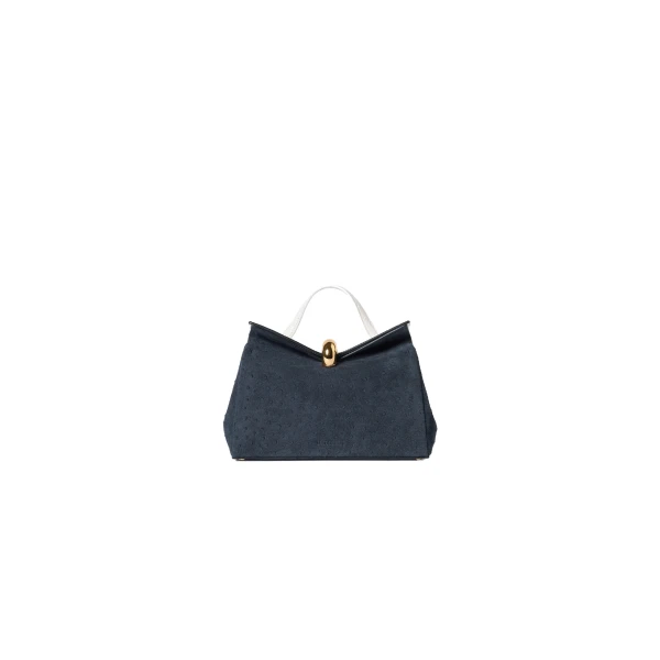 The Small Valerie Bag in White and Navy Blue