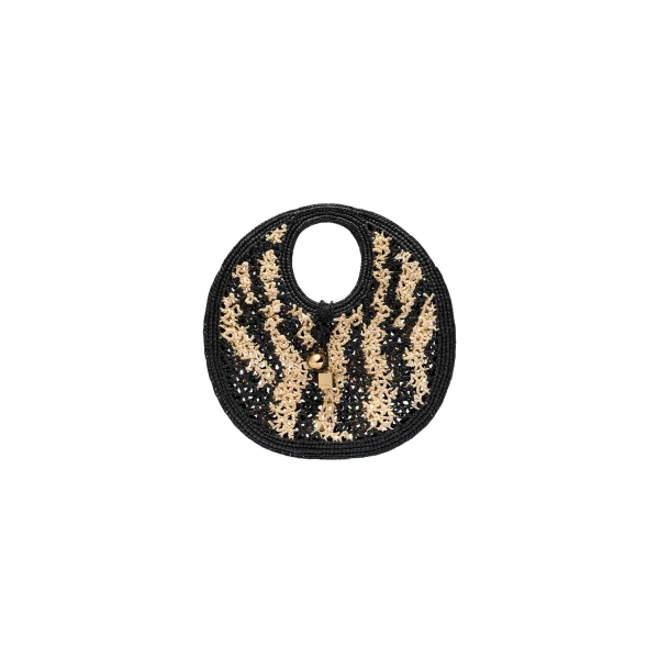 The Spiaggia Small Round Bag in Natural and Black