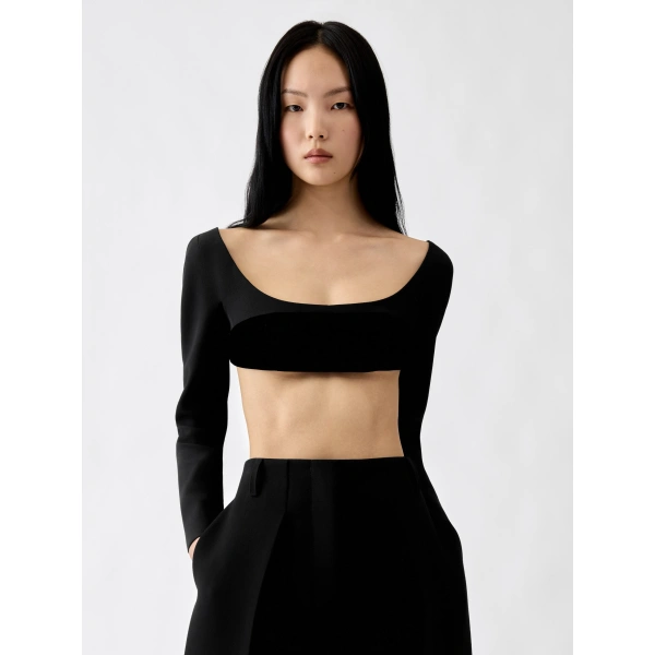 Jacquemus The Tailleur Short Top in Black | Tops | Coveti