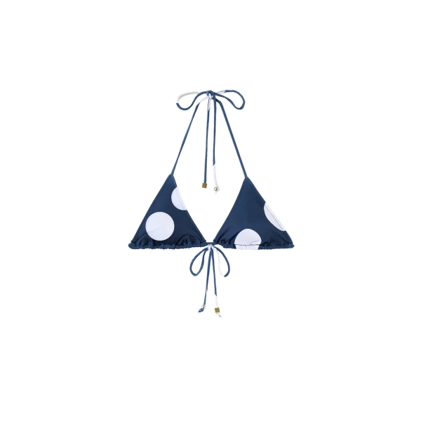 The Triangle Bikini Top in Prints Dots Navy Heart