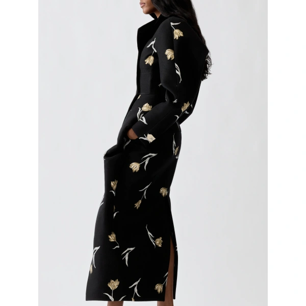 Jacquemus The Tulipe Coat in Jacquard Tulipe Black and White | Coats | Coveti