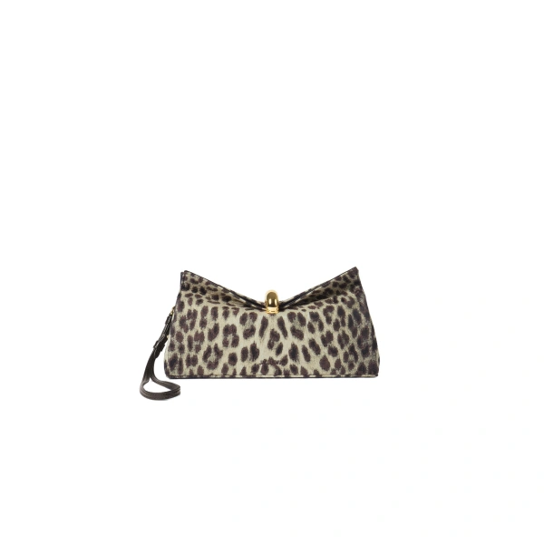 The Valerie Clutch in Leopard Beige and Black