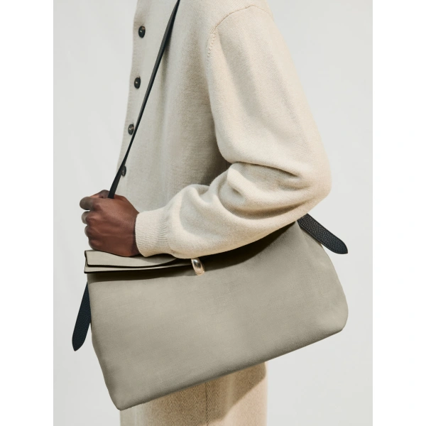 Jacquemus The Valerio Bag in Greige and Black | Shoulder & Crossbody Bags | Coveti