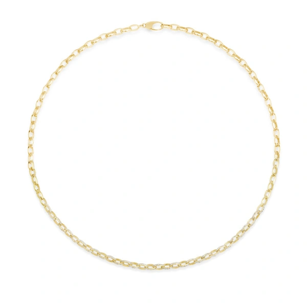 Jennifer Meyer 1/3 Diamond Small Luxe Edith Link Necklace in 18K Yellow Gold | Fine Necklaces | Coveti