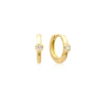 Jennifer Meyer 1 illusion Set Diamond Huggies in 18K Yellow Gold | Fine Earrings | Coveti
