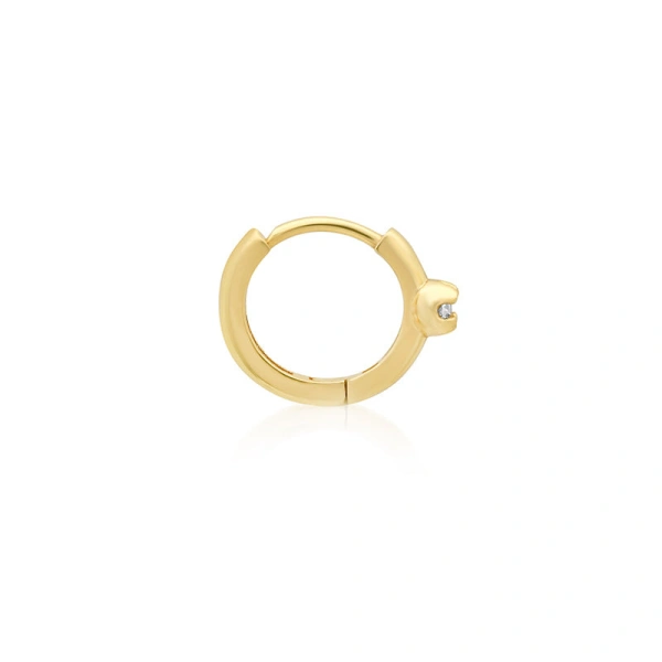 Jennifer Meyer 1 illusion Set Diamond Huggies in 18K Yellow Gold | Fine Earrings | Coveti