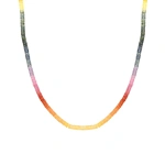 Jennifer Meyer 16.5 Inch Rainbow Sapphire Beaded Necklace in 18K Yellow Gold | Fine Necklaces | Coveti