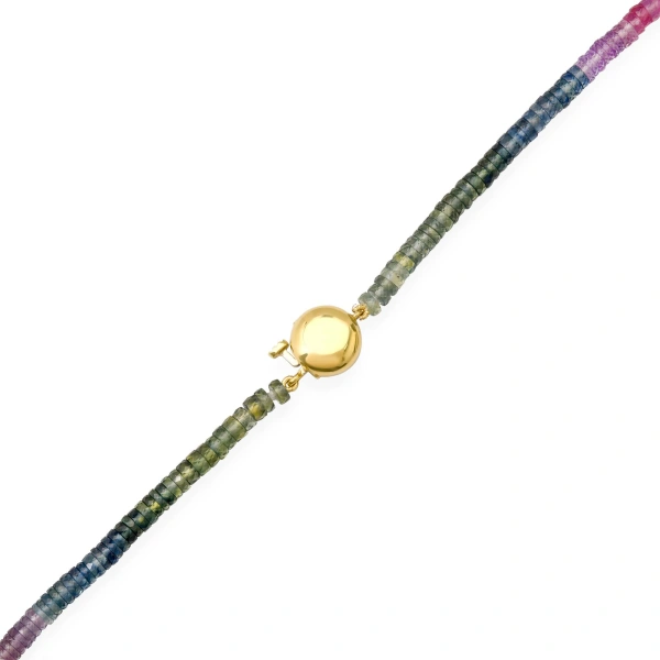 Jennifer Meyer 18 Inch Rainbow Sapphire Beaded Necklace in 18K Yellow Gold | Fine Necklaces | Coveti