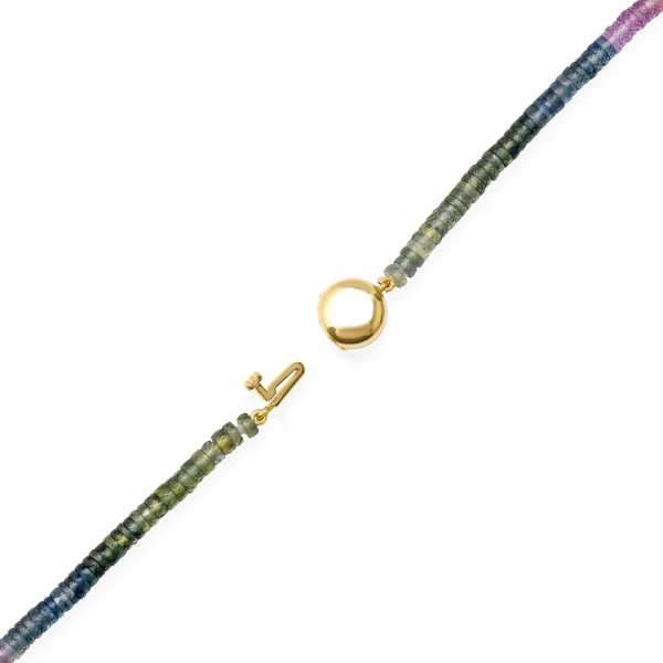 Jennifer Meyer 18 Inch Rainbow Sapphire Beaded Necklace in 18K Yellow Gold | Fine Necklaces | Coveti