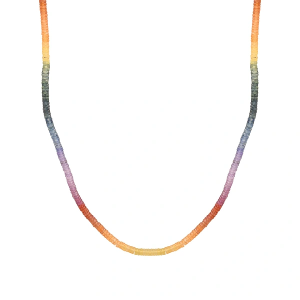 Jennifer Meyer 18 Inch Rainbow Sapphire Beaded Necklace in 18K Yellow Gold | Fine Necklaces | Coveti