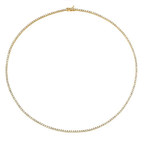 Jennifer Meyer 18 inch 4 Prong Diamond Tennis Necklace in 18K Yellow Gold | Fine Necklaces | Coveti