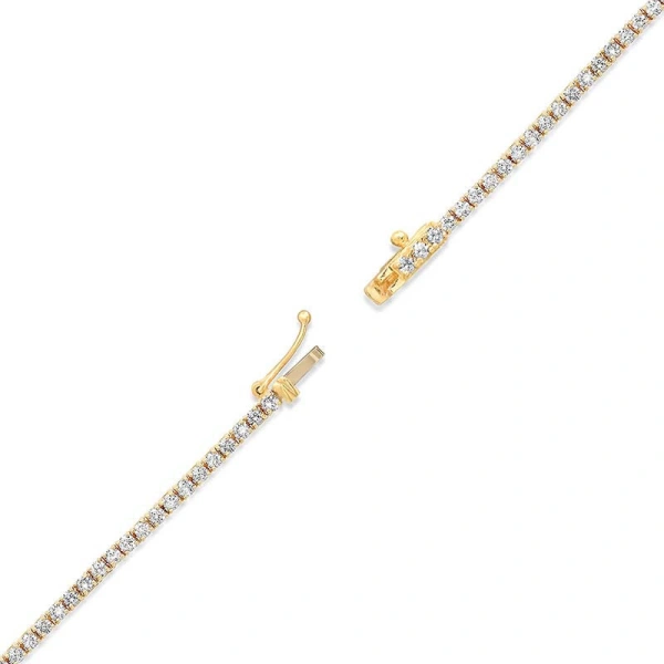 Jennifer Meyer 18 inch 4 Prong Diamond Tennis Necklace in 18K Yellow Gold | Fine Necklaces | Coveti
