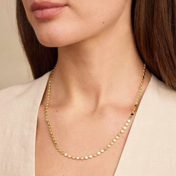 Jennifer Meyer 20 Inch Mini Circle Link Necklace in 18K White Gold | Fine Necklaces | Coveti
