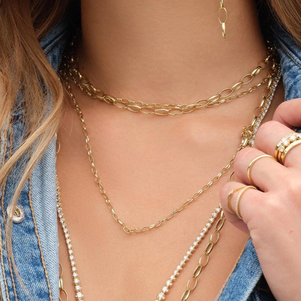 Jennifer Meyer 20 Inch Small Edith Link Necklace in 18K Yellow Gold | Fine Necklaces | Coveti