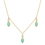 Jennifer Meyer 3 Diamond Bezel with Turquoise Marquise Dangle Necklace in 18K Yellow Gold | Fine Necklaces | Coveti