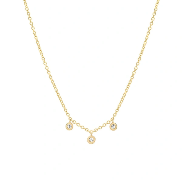 Jennifer Meyer 3 Diamond Illusion Set Dangle Necklace in 14K Yellow Gold | Fine Necklaces | Coveti